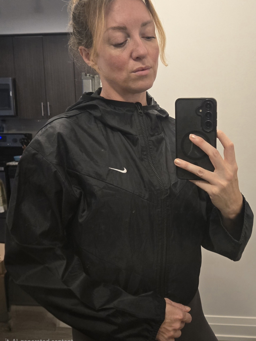 Nike Black Hooded Cropped Windbreaker Jacket